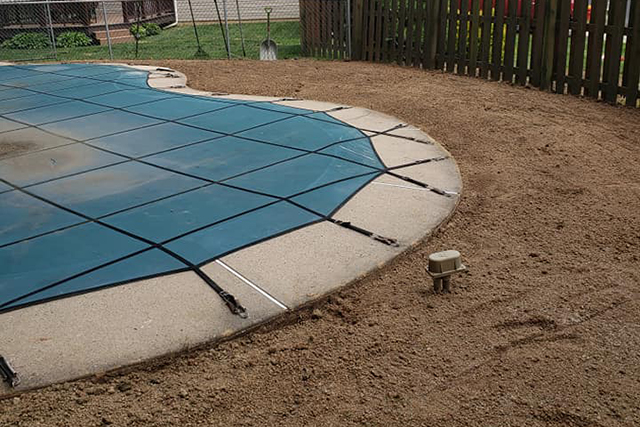 Our work sod project around pool